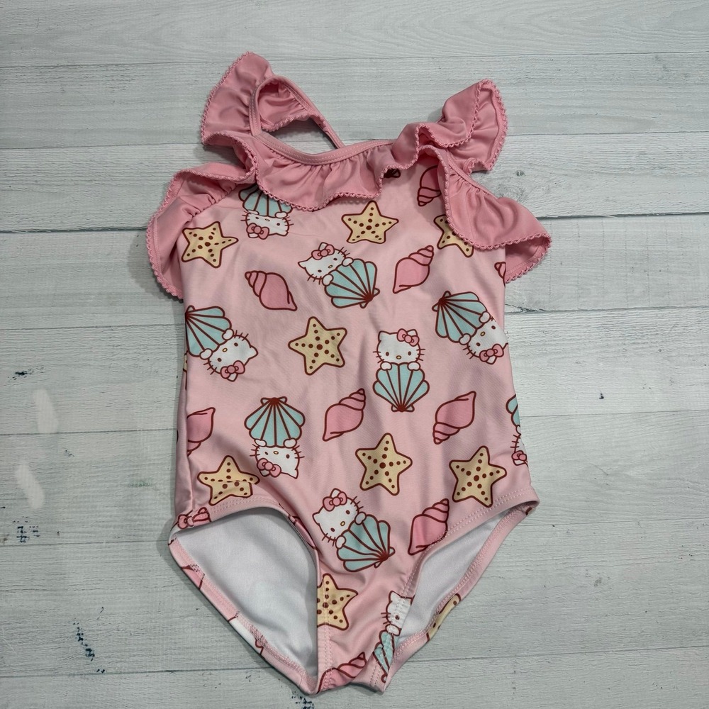 Hello Kitty girls light pink seashell one piece swim suit 5T